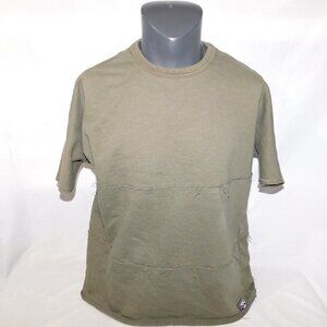 Crooks & Castles Green Short Sleeve Destressed Sweatshirt Shirt Top Mens L